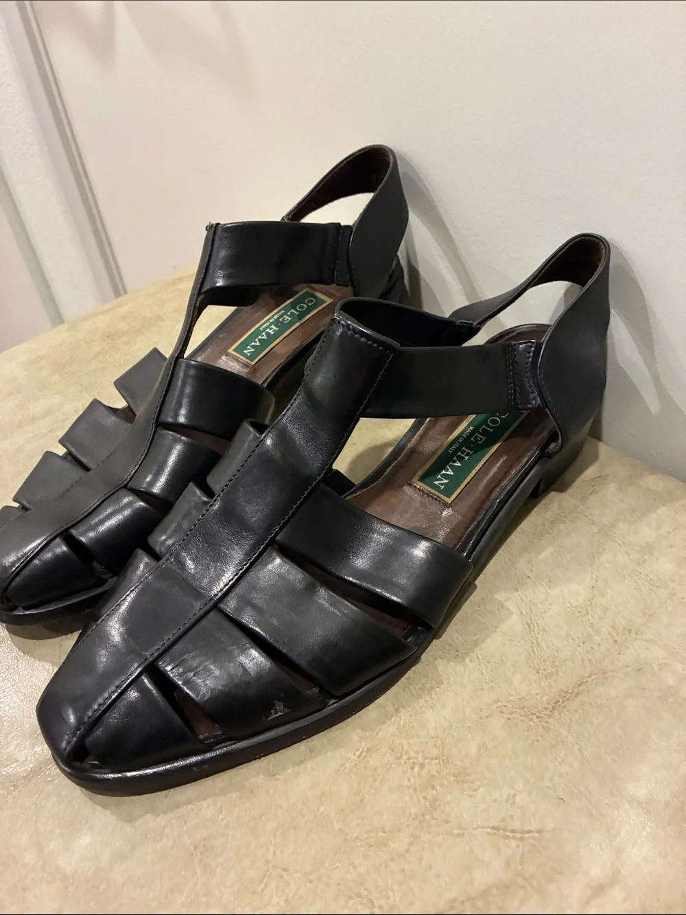 Cole Haan Black Leather Men's Strappy Fisherman Sandals